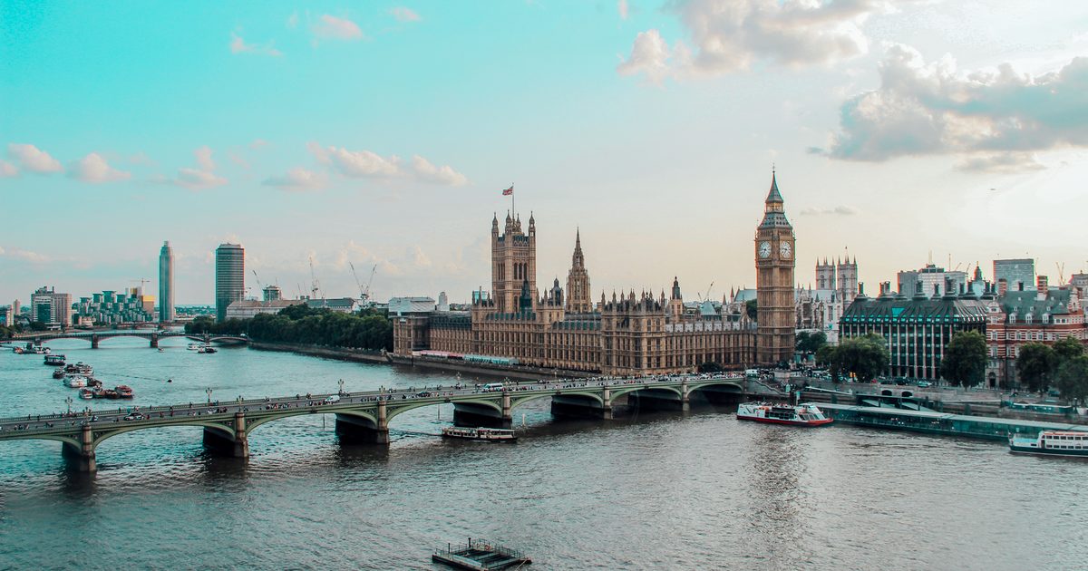 The Palace of Westminster, Big Ben and the River Thames, London