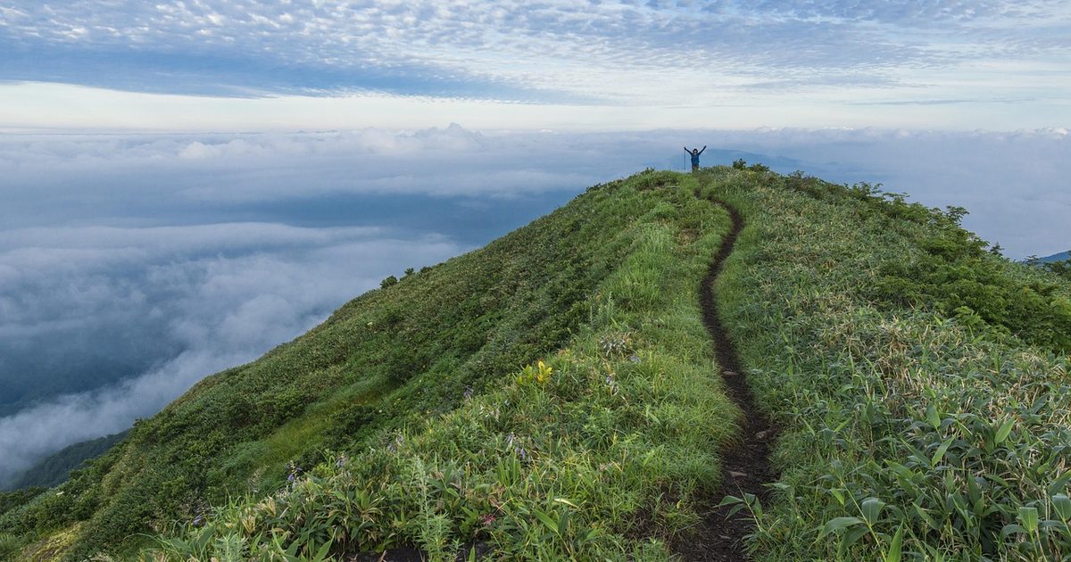 A summit trail on Mount Mitsumine, Fukui Prefecture, Japan