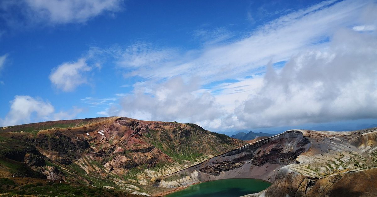 The Okama crater lake on Mount Zaō, Miyagi, Japan