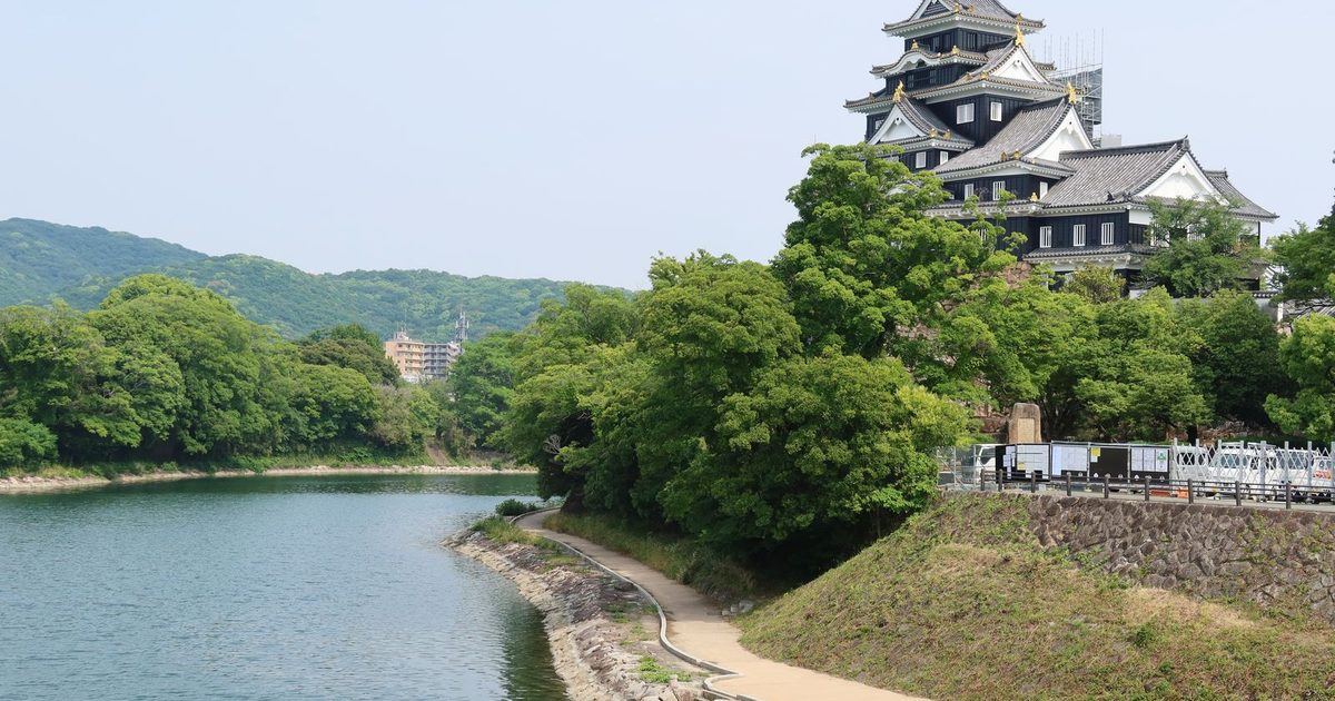 Okayama Castle by the river, Japan