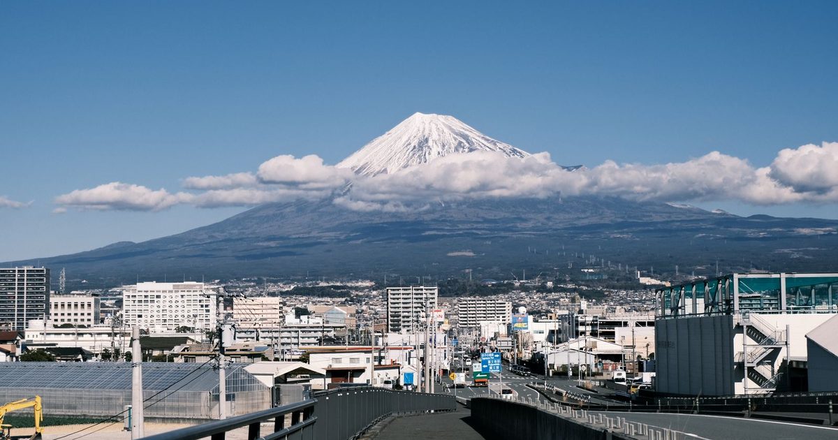 Mount Fuji above Shizuoka, Japan