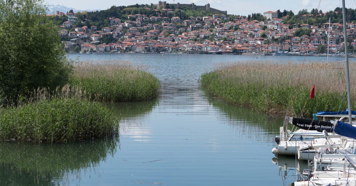 Lake Ohrid and a hilltop village, North Macedonia